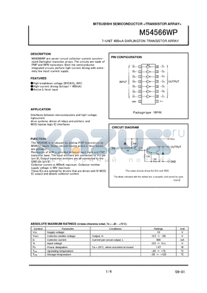 M54566WP datasheet - 7-UNIT 400mA DARLINGTON TRANSISTOR ARRAY