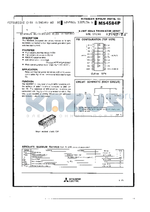 M54584P datasheet - 8 UNIT 350MA TRANSISTOR ARRAY