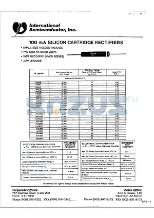 HVC20 datasheet - 100mA SILICON CARTRIDGE RECTIFIERS