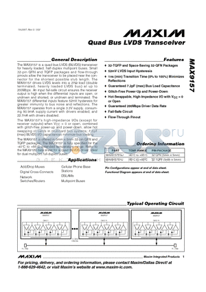 MAX9157EHJ datasheet - Quad Bus LVDS Transceiver