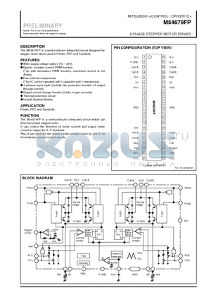 M54679FP datasheet - 2-PHASE STEPPER MOTOR DRIVER