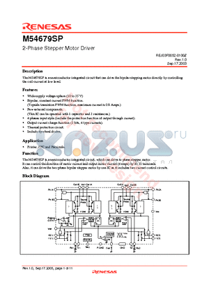 M54679SP datasheet - 2-Phase Stepper Motor Driver