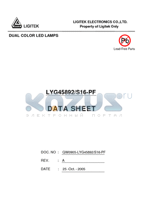 LYG45892/S16-PF datasheet - DUAL COLOR LED LAMPS