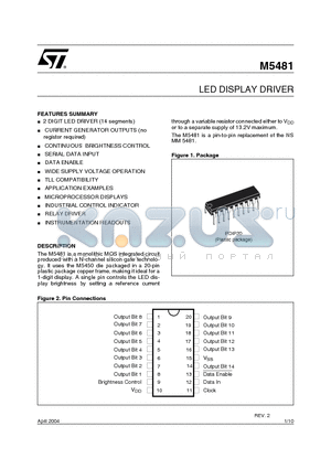 M5481_04 datasheet - LED DISPLAY DRIVER