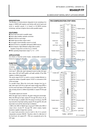 M54992FP datasheet - Bi-CMOS 24-BIT SERIAL-INPUT LATCHED DRIVER