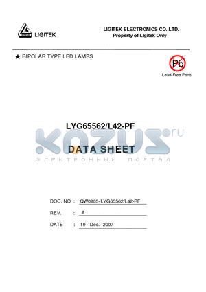 LYG65562/L42-PF datasheet - BIPOLAR TYPE LED LAMPS