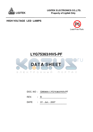 LYG75363-HV5-PF datasheet - HIGH VOLTAGE LED LAMPS