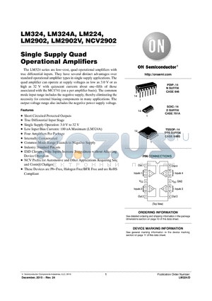 LM324DR2G datasheet - Single Supply Quad Operational Amplifiers