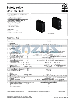 OA5669.12 datasheet - Safety relay