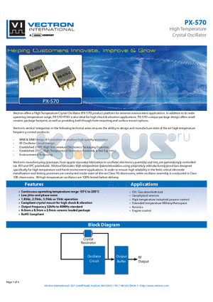 PX-570 datasheet - High Temperature Crystal Oscillator