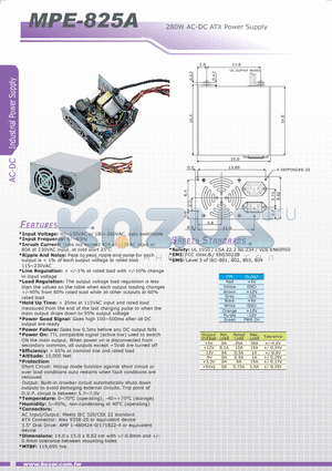 MPE-825A datasheet - 280W AC-DC ATX Power Supply