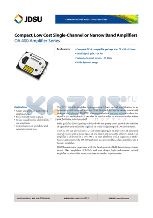 OAA-15U0400C3 datasheet - Compact,Low Cost Single-Channel or Narrow Band Amplifiers
