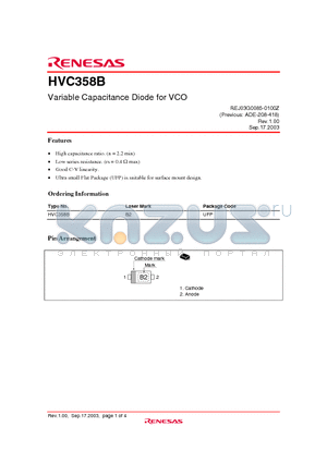 HVC358B datasheet - Variable Capacitance Diode for VCO