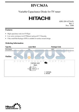 HVC363A datasheet - Variable Capacitance Diode for TV tuner