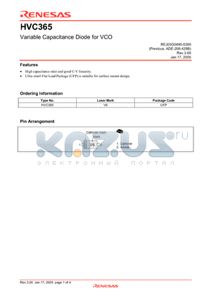 HVC365 datasheet - Variable Capacitance Diode for VCO