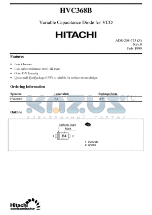 HVC368 datasheet - Variable Capacitance Diode for VCO