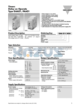 PAA01CM24 datasheet - Timers Delay on Operate