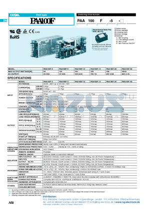 PAA100F-48 datasheet - Unit type