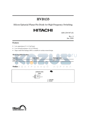 HVD133 datasheet - Silicon Epitaxial Planar Pin Diode for High Frequency Switching