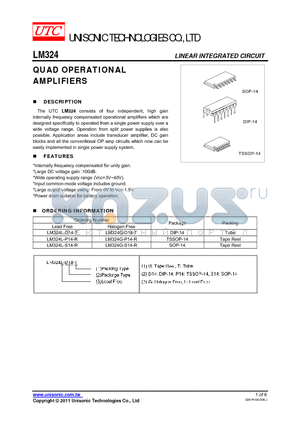 LM324L-S14-R datasheet - QUAD OPERATIONAL AMPLIFIERS