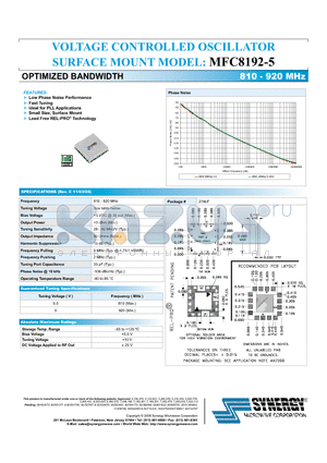 MFC8192-5 datasheet - VOLTAGE CONTROLLED OSCILLATOR