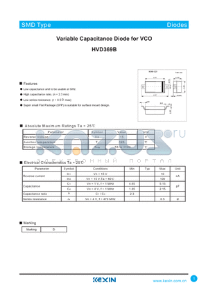 HVD369B datasheet - Variable Capacitance Diode for VCO