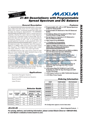 MAX9244EUM datasheet - 21-Bit Deserializers with Programmable Spread Spectrum and DC Balance