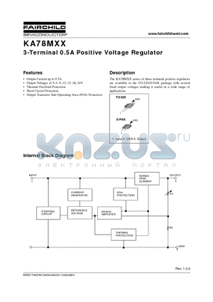 KA78M05 datasheet - 3-Terminal 0.5A Positive Voltage Regulator