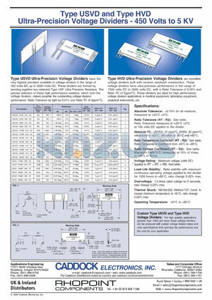 HVD5-A50M-050-05 datasheet - Ultra-Precision Voltage Dividers - 450 Volts to 5 KV