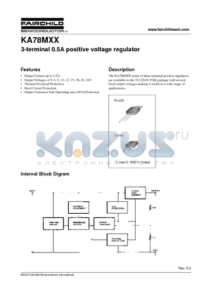 KA78M20 datasheet - 3-terminal 0.5A positive voltage regulator