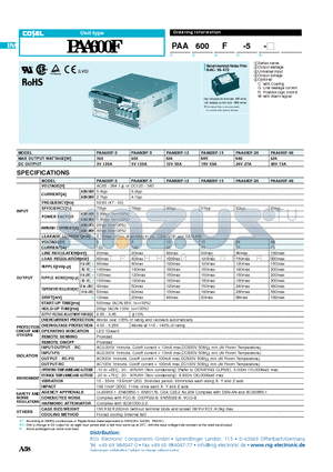 PAA600F-5-W datasheet - Unit type
