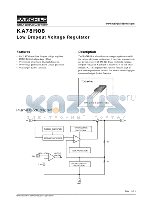 KA78R08 datasheet - Low Dropout Voltage Regulator