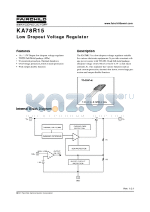 KA78R15 datasheet - Low Dropout Voltage Regulator
