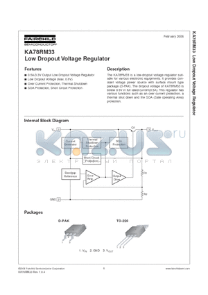 KA78RM33RTF datasheet - Low Dropout Voltage Regulator
