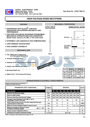 HVGP-1000-1C datasheet - HIGH VOLTAGE DIODE RECTIFIERS