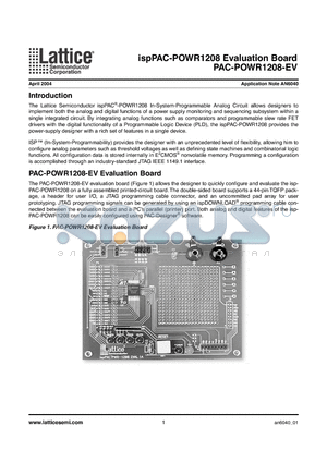 PAC-POWR1208 datasheet - ispPAC-POWR1208 Evaluation Board