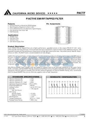 PAC100TFQT datasheet - P/ACTIVE EMI/RFITAPPED FILTER