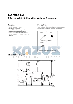 KA79L05A datasheet - 3-TERMINAL 0.1A NEGATIVE VOLTAGE REGULATOR