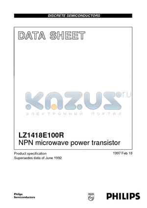 LZ1418E100R datasheet - NPN microwave power transistor