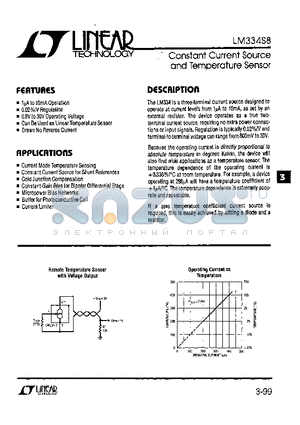 LM334S8 datasheet - Constant Current Source and Temperature Sensor