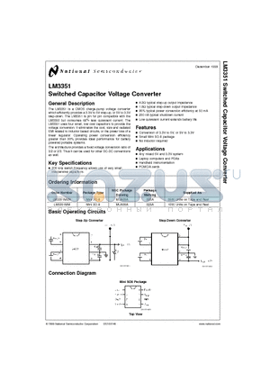 LM3351 datasheet - Switched Capacitor Voltage Converter