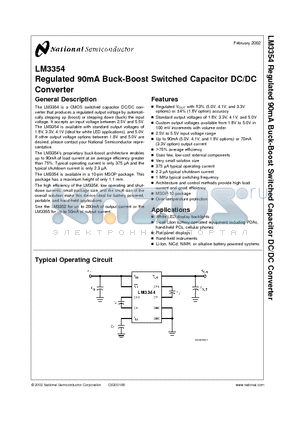 LM3354 datasheet - Regulated 90mA Buck-Boost Switched Capacitor DC/DC Converter