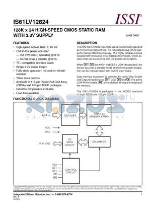 IS61LV12824-10TQ datasheet - 128K x 24 HIGH-SPEED CMOS STATIC RAM WITH 3.3V SUPPLY