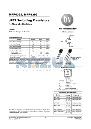 MPF4393RLRPG datasheet - JFET Switching Transistors