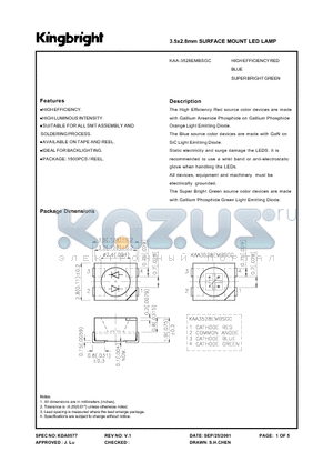 KAA-3528 datasheet - 3.5 X 2.8 MM SURFACE MOUNT LED LAMP