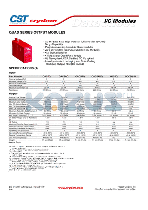 OAC5AQ datasheet - AC Modules have High Current Thyristors with 100 Amp