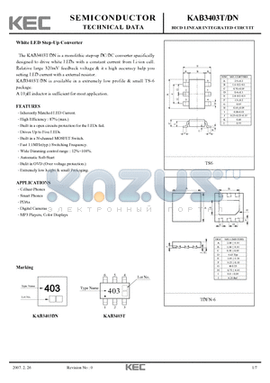 KAB3403DN datasheet - White LED Step-Up Converter