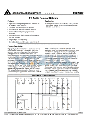 PACAC97Q datasheet - PC AUDIO RESISTOR NETWORK