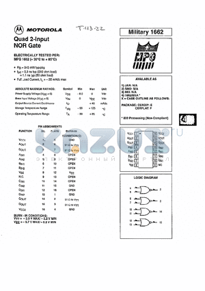 MPG1662 datasheet - Quad 2-Input NOR Gate