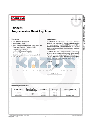 LM336Z5X datasheet - Programmable Shunt Regulator